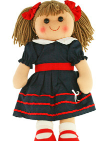Hopscotch Doll Harper - Navy Blue dress with red trim and band.