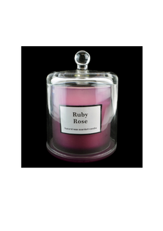 This stunning Candle is in a glass container with a Glass Bell cover