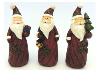 Santa - Wood Look 15cm 3 ast Styles