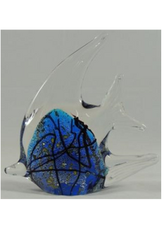 Blue Glass Fish 11x12cm