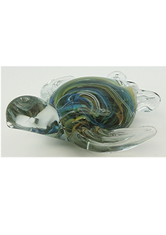 Aquamarine Glass Turtle 
