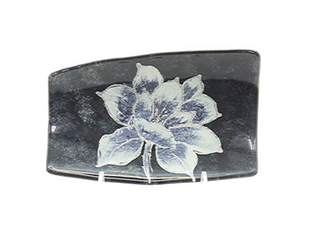 Silver Magnolia Glass Plate 21x14cm