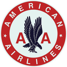 AMERICAN AIRLINES LARGE 14" ROUND (sublimation process) METAL SIGN HAS HOLE(S) FOR EASY MOUNTING