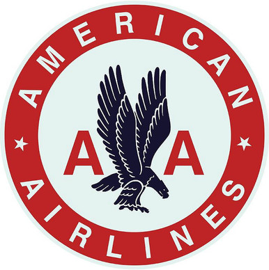 AMERICAN AIRLINES LARGE 14" ROUND (sublimation process) METAL SIGN HAS HOLE(S) FOR EASY MOUNTING