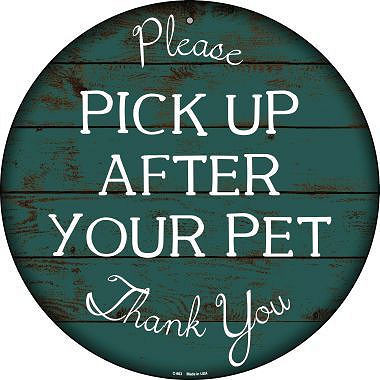 12" ROUND DOG POOP SIGN MADE OF ALUMINUM WITH HOLE(S) FOR EASY MOUNTING