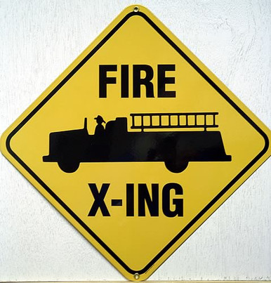 FIRE CROSSING PORCELAIN SIGN, SHARP DETAILS