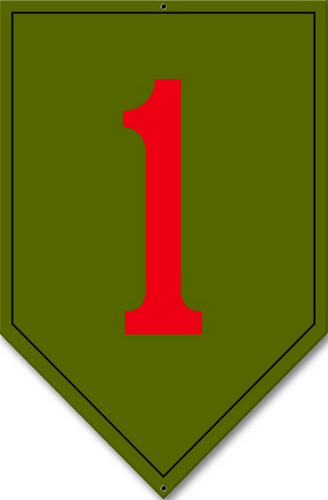 Photo of 1ST INFINTRY DIVISION PATCH SIGN, ON HEAVY METAL HAS HOLE(S) FOR EASY INSTALLATION. THIS SIGN HAS RICH COLORS AND GREAT DETAIL  THE BIG RED ONE
