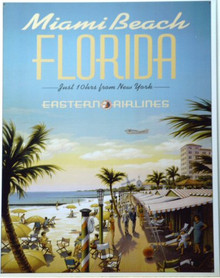 Photo of FLORIDA - EASTERN AIRLINES SIGN, BOAST JUST 10 HOURS FROM NEW YORK TO MIAMI BEACH FLORIDA (MUST BE TAXIING ALL THE WAY?) 1950'S COLORS AND GRAPHICS, GREAT SIGN