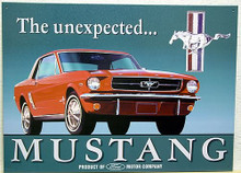 Photo of FORD MUSTANG "THE UNEXPECTED.. "  SHOWS 65 MUSTANG WITH MUSTANG EMBLEM IN THE UPPER CORNER GREAT COLOR AND DETAILS