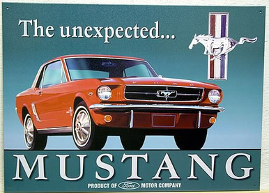 Photo of FORD MUSTANG "THE UNEXPECTED.. "  SHOWS 65 MUSTANG WITH MUSTANG EMBLEM IN THE UPPER CORNER GREAT COLOR AND DETAILS