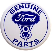 FORD PARTS V8 ROUND SIGN BLUE AND WHITE