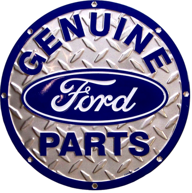 FORD PARTS EMBOSSED ROUND DIAMOND PLATE SIGN,