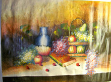 FRUITS IN BASKET W/PITCHER AND BOOK OIL PAINTING