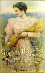 GOLDEN HARVEST BREAD SIGN, OLD TIME SIGN WITH OLD FASHION COLOR AND DETAIL