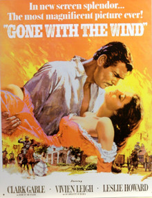 GONE WITH the WIND MOVIE POSTER SIGN SHOWS RHET LEANING OVER SCARLET GETTING READY TO KISS HER? GREAT DETAILS AND BRIGHT COLORS