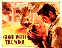 GONE WITH the WIND  AT TARA SIGN WITH RHET KISSING SCARLET, BRIGHT RICH COLOR AND DETAIL