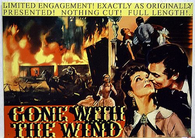 GONE WITH WIND SIGN WITH RHET KISSING SCARLET AND DIFFERENT SCENES IN THE BACKGROUN DEEP RICH COLOR AND GREAT DETAIL