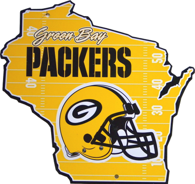GREEN BAY PACKERS FOOTBALL DIE CUT WISCONSIN SHAPED SIGN GREAT COLORS AND SHARP DETAIL
