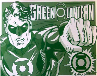 GREEN LANTERN DUO-TONE SUPER HERO SIGN GREAT GRAPHICS AND COLORS