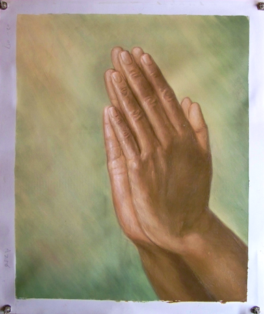 HANDS PRAYING medium OIL PAINTING'