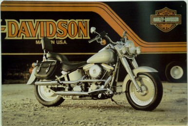 HARLEY FAT BOY MOTORCYCLE SIGN, THIS SIGN IS OUT OF PRINT WITH ONLY TWO LEFT IN STOCK