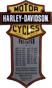 HARLEY PATENTS DIE & CUT EMBOSSED MOTORCYCLE SIGN