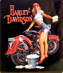 HARLEY WASH BABE (EMBOSSED) MOTORCYCLE SIGN