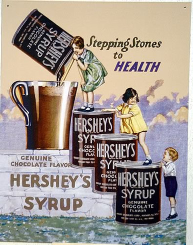 HERSHEY CHOCOLATE SYURP  STEPS SIGN
