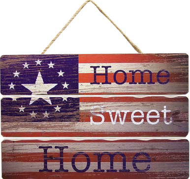 HOME SWEET HOME WOOD SLAT FLAG SIGN