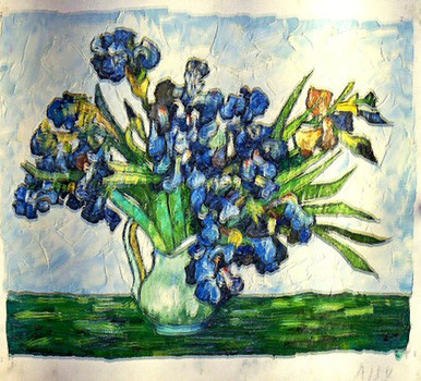 IRIS'S IN VASE OIL PAINTING