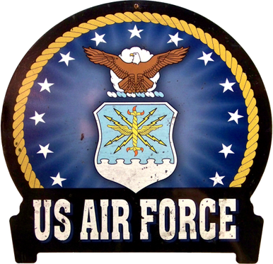 AIR FORCE Sign Size: 16" w X 15 1/2" h With Pre-drilled Hole(s) for easy hanging
Material:HEAVY DUTY Metal SUBLIMATION PROCESS