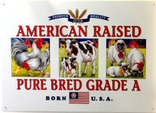 Photo of AMERICAN BRED, RICH COLORS AND GRAPHICS MAKE THIS A GREAT SIGN FOR THE FARM