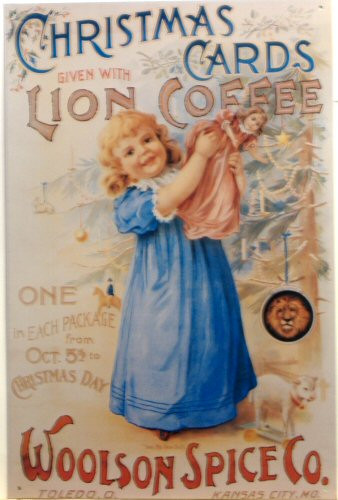 LION BRAND COFFEE 1980 ADVERTISEMENT METAL TIN SIGN POSTER WALL PLAQUE