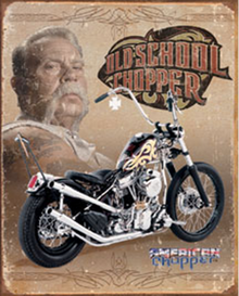 AMERICAN CHOPPER OLD SCHOOL MOTORCYCLE SIGN, FOR THE MOTORCYCLE LOVER IN ALL OF US