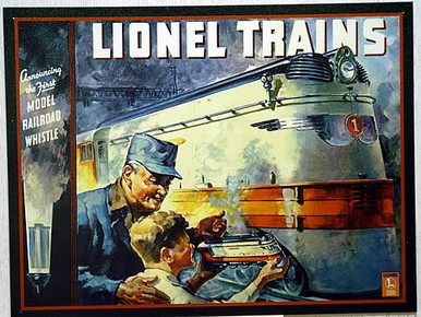 LIONEL 1935 COVER MODEL TRAIN SIGN
OUT OF PRINT, ONLY TWO LEFT