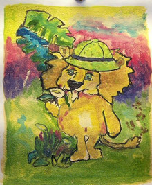 LION WITH HAT smallest OIL PAINTING