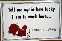 LUCKY TO WORK HERE SIGN