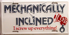MECHANICALLY INCLINED LICENSE PLATE