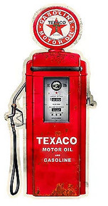 VINTAGE TEXACO GAS PUMP DIE CUT, MEASURES 10 1/4" X  23 1/2"  WITH HOLES FOR EASY MOUNTING