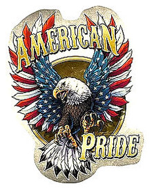 AMERICAN PRIDE EAGLE DIE CUT METAL SIGN MEASURES 13 1/2"  X  17 1/2"  WITH HOLES FOR EASY MOUNTING  COMING LATE MARCH