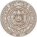 AZTEC CALENDAR 12" ROUND METAL SIGN WITH HOLES FOR EASY MOUNTING