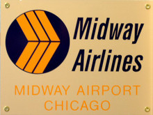 MIDWAY AIRLINES PORCELAIN SIGN