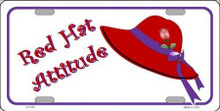 FLAT ALUMINUM "RED HAT ATTITUDE" LICENSE PLATE MEASURES 12" X 6" WITH SLOTS FOR EASY MOUNTING