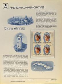PANEL # 69 U.S. COMMERATIVE PANEL CLARA MAASS ISSUED 8/18/1976 SCOTT #1699 STAMPS.
PANEL PRINTED ON HEAVY PAPER MEASURING 8 1/2" X 11 1/4" WITH 4 CLARA MAASS, 13 CENT STAMPS
PANELS ISSUED BY U.S. BUREAU OF ENGRAVING REPRESENT MANY HISTORICAL EVENTS IN OUR COUNTRY
PLUS CULTURAL, WILDLIFE, FLORAL, MUSICAL, MOVIES AND COUNTLESS OTHER SUBJECTS, GREAT FOR
COLLECTORS AND ENTHUSIAST OF A WIDE VARIETY OF INTEREST. GREAT TO FRAME FOR GIFTS!
UP TO A DOZEN CAN BE SHIPPED USING PRIORITY MAIL FLAT RATE ENVELOPE, FOR THE PRICE OF ONE
(REFUND GIVEN (IF APPLICABLE) AFTER PANELS ARE SHIPPED TAKES 3-4 DAYS FOR REFUND TO REACH YOUR CARD)
OR YOU CAN SEND ONE OR MORE, FIRST CLASS (NOT INSURED) FOR LESS, YOUR CHOICE.