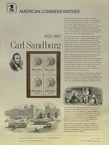 PANEL #90 U.S. COMMEMORATIVE PANEL, CARL SANDBURG, ISSUED 1/6/1978 SCOTT #1731 STAMPS.
PANEL PRINTED ON HEAVY PAPER MEASURING 8 1/2" X 11 1/4" WITH 4, CARL SANDBURG, 13 CENT STAMPS
PANELS ISSUED BY U.S. BUREAU OF ENGRAVING REPRESENT MANY HISTORICAL EVENTS IN OUR COUNTRY
PLUS CULTURAL, WILDLIFE, FLORAL, MUSICAL, MOVIES AND COUNTLESS OTHER SUBJECTS, GREAT FOR
COLLECTORS AND ENTHUSIAST OF A WIDE VARIETY OF INTEREST. GREAT TO FRAME FOR GIFTS!
UP TO A DOZEN CAN BE SHIPPED USING PRIORITY MAIL FLAT RATE ENVELOPE, FOR THE PRICE OF ONE
(REFUND GIVEN (IF APPLICABLE) AFTER PANELS ARE SHIPPED TAKES 3-4 DAYS FOR REFUND TO REACH YOUR CARD)
OR YOU CAN SEND ONE OR MORE, FIRST CLASS (NOT INSURED) FOR LESS, YOUR CHOICE.