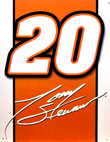 TONY STEWART 20 VINTAGE SIGN MEASURES 12 1/2" X 16"  WITH HOLES IN EACH CORNER FOR EASY MOUNTING  THIS SIGN IS OUT OF PRODUCTION, WE HAVE ONLY ONE LEFT