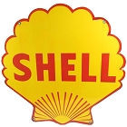 SHELL SHAPED GAS SIGN MEASURES 12" X 12" WITH HOLES FOR EASY MOUNTING