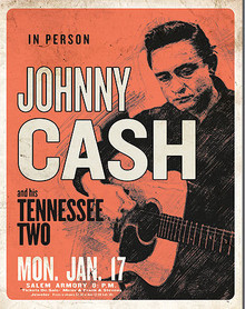 JOHNNY CASH TIN SIGN MEASURES 12 1/2"  X 16" WITH HOLES IN EACH CORNER FOR EASY MOUNTING