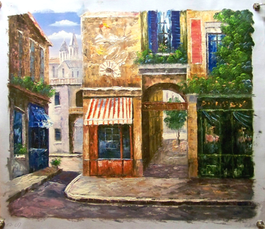 Photo of ANTIQUE SHOP IN OLD TOWN SMALL, OIL PAINTING