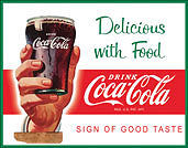 COKE SIGN MEASURES 16" X 12 1/2" WITH HOLES IN EACH CORNER FOR EASY MOUNTING